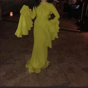 Bell Sleeve Ruffle Gown